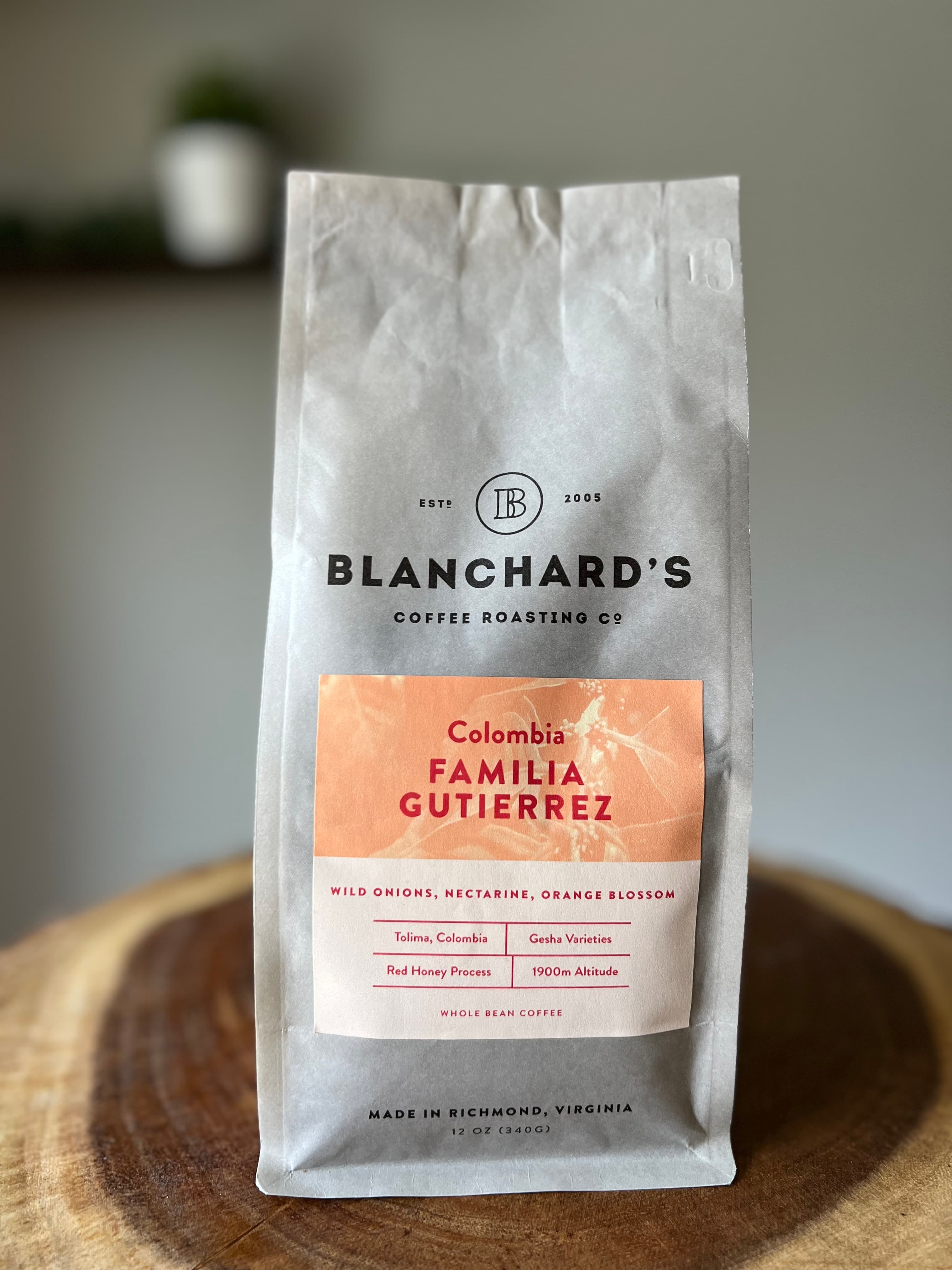 Colombia Guiterrez Red Honey Gesha from Blanchard's Coffee Roasting Co.